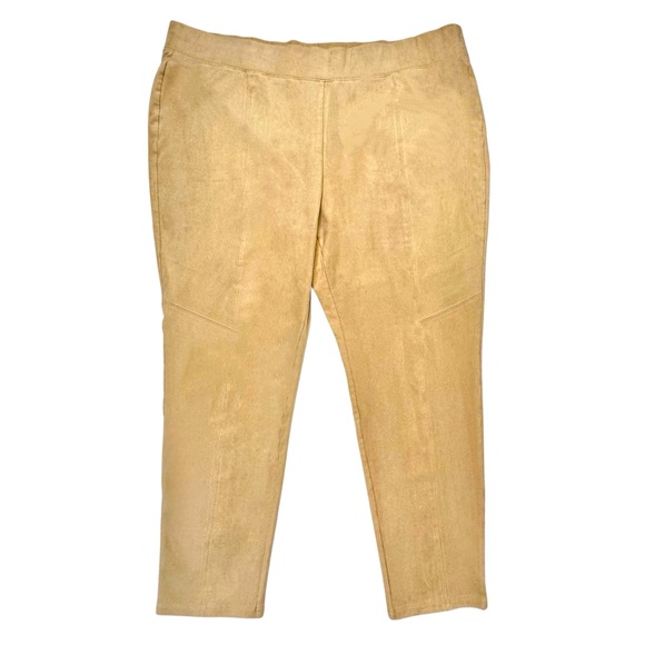 Chico’s Faux Suede Pants‎ Sz 3 (16/XL) Tan Ankle Length Stretch Pull On Zenergy - Picture 1 of 10